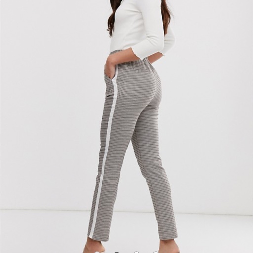 ASOS DESIGN Tall check side stripe tapered pants